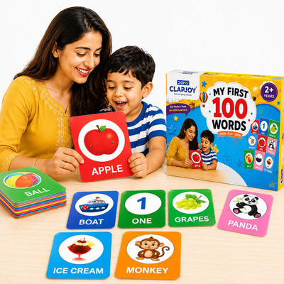 Clapjoy All in One Flash Cards for Kids (Non-Tearable flashcards - Water Proof)(Multicolor)