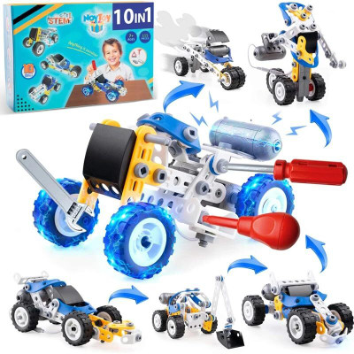 IDUINO 10 in 1 STEM Toys with Electric Power Motor Erector Sets STEM Projects Toys(Multicolor)