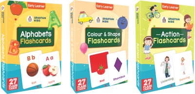spartan kids Alphabet, Action, Colour & Shape Easy Learning For Kids Flash cards(Multicolor)
