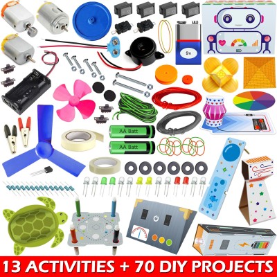 Kit4Curious 13 Activities + 70 DIY experiments STEAM Science Electricity Kit for Boys, girls(Multicolor)