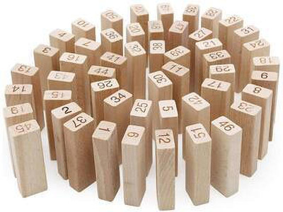 Craveon Wooden 54-Piece Building Blocks Set with 4 Dices(Brown)