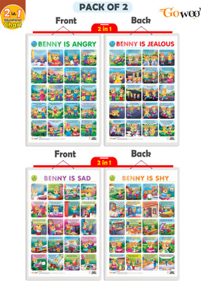 GO WOO Packof2|2IN1BENNYISANGRY&BENNY IS JEALOUS and2 IN 1BENNYISSAD&BENNY IS SHYCharts(Pink)