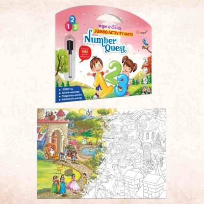 GO WOO NUMBER QUEST and GIANT PRINCESS CASTLE COLOURING POSTER | combo of 2(Multicolor)