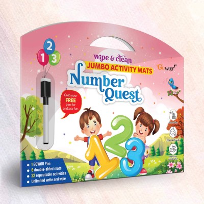 GO WOO Number ACTIVITY Write & Wipe Jumbo Flash Cards (With Pen) - Educational Toy(Multicolor)