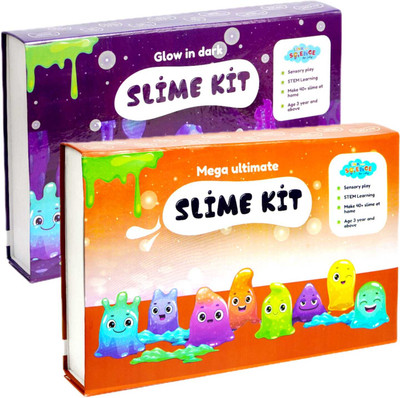 Link With Science 92 Pieces Ultimate Slime Making Kit Combo Set- Mega Ultimate & Glow In Dark(Multicolor)