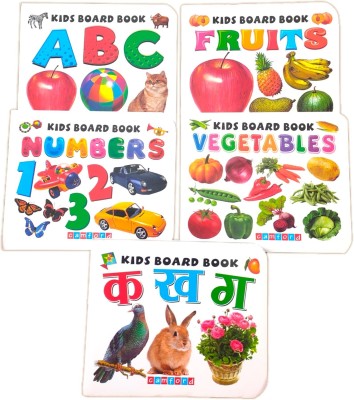 SHIMZAN KIDS PRE SCHOOL EARLY LEARNING ALPHABETS (ABC), NUMBERS (123), HINDI VARNMALA, FRUITS & VEGETABLES PICTURE BOOKS (Size- 11 CM X 9 CM)(Multicolor)