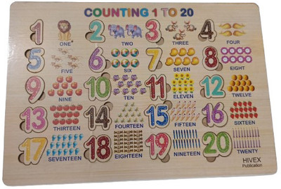 Preha The Smart Choice MDF Educational learning 1 To 20 Counting Puzzle With Pictures (20 Pcs)(Multicolor)
