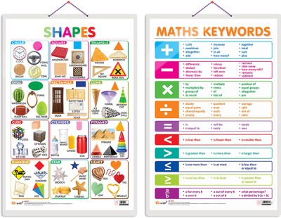 GO WOO Pack of 2 Shapes and MATHS KEYWORDS Educational charts with Lamination(Orange)