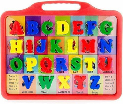 Veryke Educational Alphabet Slate 2 in 1 to Learn Pictures Spellings and Alphabets Along with Green Writing Board and Chalk in Multi Color for Kids Children Boys Girls(Multicolor)