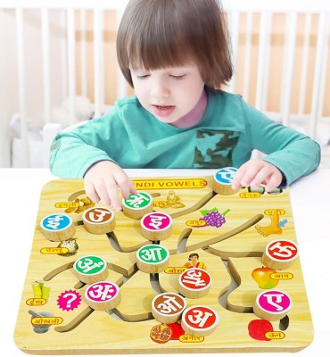 Plus Shine Hindi Vowels Letters Maze Chase Puzzle Toy for Toddler-Educational Toys for Kids(Beige, Multicolor)