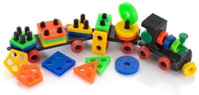 VrajVilla Blocks Puzzle Geometric Train Early development Learning Educational Toy(Multicolor)