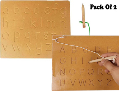 SHALAFI PackOf2 Handwriting Alphabet Capital&Small Tracing Slate Writing Practice Board(Beige)