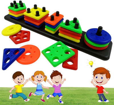 GAMLOID Geometric Shape Sorting & Stacking Toy For Toddlers Early Learning & Playing(Multicolor)