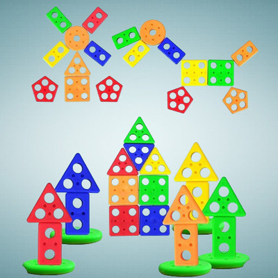 Shringaar Creation Kids Learning Toys Geometric Sorter Plastic Stacking Toy For 5 Kid 50 Pcs (R12)(Multicolor)