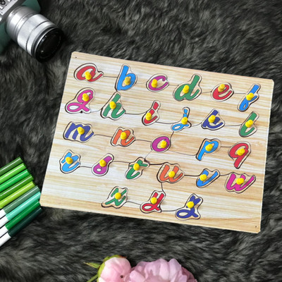 SHALAFI English Alphabets Blocks Cursive Small a To z English Alphabets Jigsaw Puzzle(Beige, Multicolor)