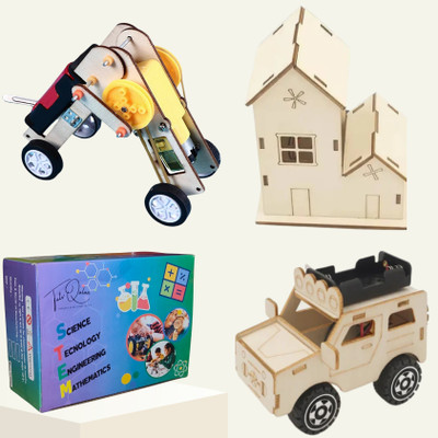TATV QALAA STEM Project for Kids, Build Crafts Robotic Kits, 3D Puzzles -Working Model(Beige)