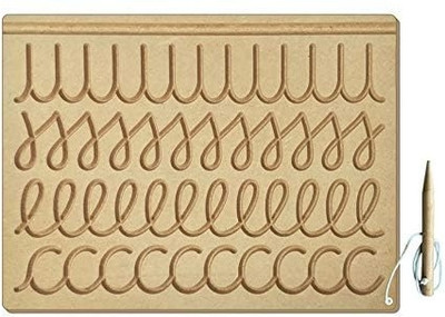 REWASHREE CRAFT WORLD Multi Pattern Wooden Tracing Learning Slate with Pencil for Kids(Brown)