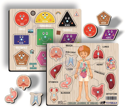 Toygear Combo Wooden Shape Colour Recognition Body Parts Learning Puzzle Combo for Kids(Multicolor)