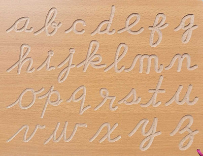 FireFlies Wooden Small Cursive Alphabet Tracing Board with Dummy Pencil for Kids(Brown)