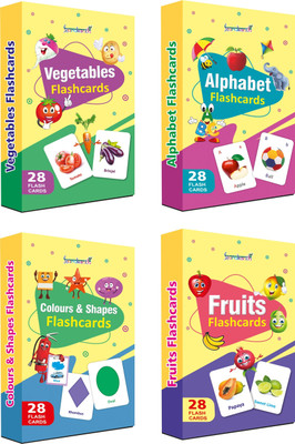 gurukanth Alphabets Flash cards, Fruits Flash cards, vegetables Flash cards, Color and Shape Flash cards (Combo Pack) Easy & Fun way of Learning-3yr-6yr Kids (112 Flash Cards Set)(Multicolor)