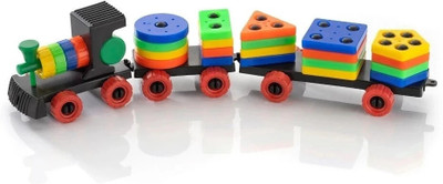 VrajVilla Blocks Puzzle Geometric Train Early Learning Educational Toy(Multicolor)