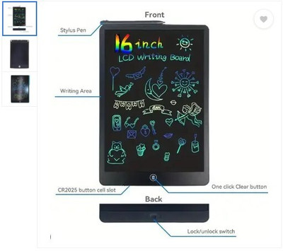 Gambit 16 inch LCD Writing Pad for kids(Black)