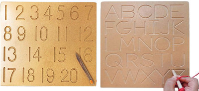 SHALAFI Capital Alphabet and Number 1-20 Practice Writing Slates Learning Tracing Boards(Beige)