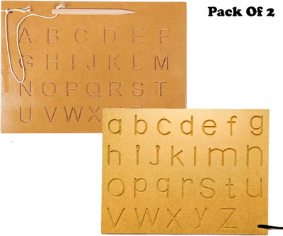 SHALAFI Learning Montessori Alphabet Writing Tracing Board+Small Alphabet Practice Slate(Beige)