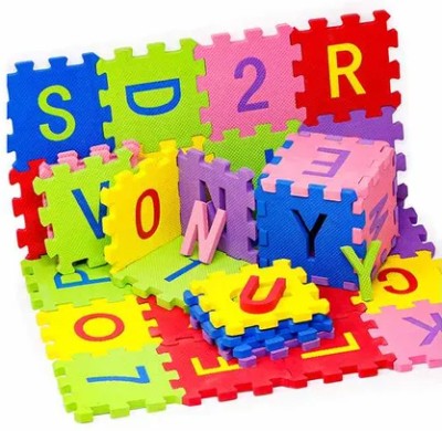 Plus Shine 36 Pieces Mini Puzzle Foam Mat for Kids,Learning Alphabet&Number Blocks for Kids(Multicolor)