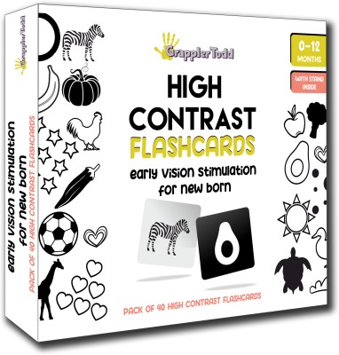 Grapplertodd High Contrast Black & White Flashcards for Infants & Babies(White)