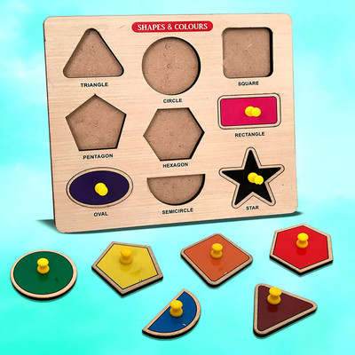 Plus Shine Learn Early Geomatric Shapes With Puzzle Board Game Sorting Blocks Learning Toys(Beige, Multicolor)