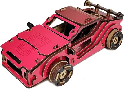 FUNVENTION DIY Sports Car Mechanical Model 3D Puzzle STEM Learning Kit for Kids(Red)