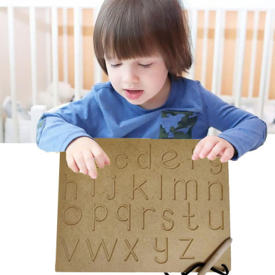 SHALAFI Small Alphabet Tracing Board/ Slate/ Wooden Writing Practice Boards with pencil(Brown)