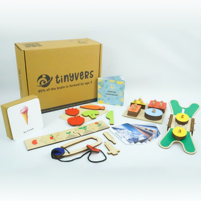 Tinyvers Wooden STEAM Learning Activity kit 12 For Early Brain Development 2.3 Years+(Multicolor)