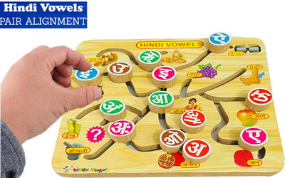 PopPlop Hindi Aa Aa Ee Ee Pair Alignment Puzzle Maze Board Tracing Game Learning Puzzle(Beige, Multicolor)