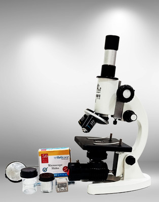 labcare Student 675x Compound Microscope - Mag: 100x to 675x with Led Lamp And Slides(Black, White)