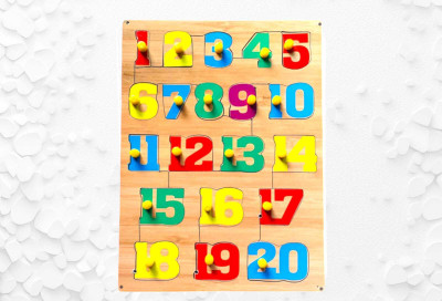 VSINDIA Wooden 1 to 20 Numbers Counting Montessori Educational Pre-School Puzzle Board |(Multicolor)