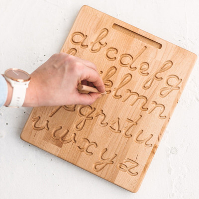 SHALAFI Writing Practice Boards Small English Alphabet Tracing Board Handwriting Slate(Beige)
