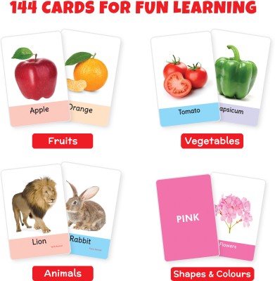 Little Berry My First Flash Card Set of 4- Fruit, Vegetable, Shape, Colour, Animals-144 Cards(Multicolor)