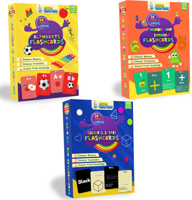 The Little Ones Flash Cards For Kids Premium Thick Modern Flash Card Preschool Combo Set Of 3(Multicolor)