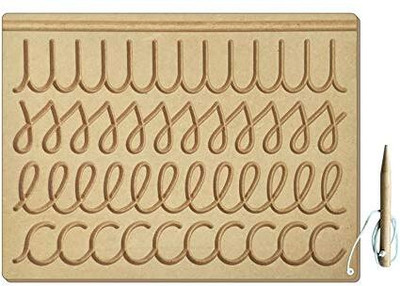 Lkbhub Cursive Pattern Wooden Tracing Board for Kids Beginner with Pencil(Brown)