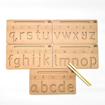 Minileaves English Alphabet Tracing Board with Pencil | ABCD Puzzle Toy for Kids 3+(Brown)