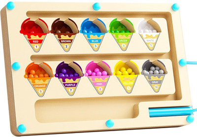 SHIPEASE Magnetic Maze Number Counting&Color Sorting Puzzle for Kids Wooden Activity Toys(Multicolor)