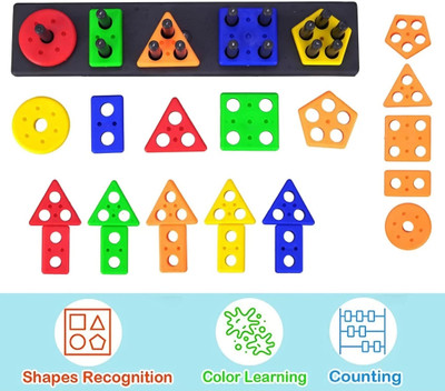 LEVIATHAN Geometric Angle Blocks Sorting Stacking Color Stacker Shape Sorter Learning Toy(Multicolor)