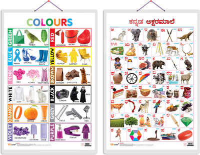 GO WOO Pack of 2 Colours and Kannada Alphabet Educational charts(Red)