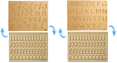 REWASHREE CRAFT WORLD Wooden Tracing Slate for Kids Cursive & Uppercase Alphabet Board(Brown)