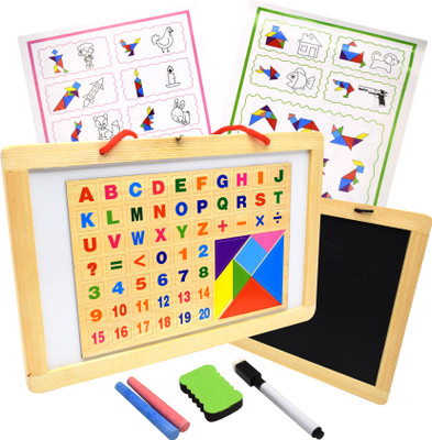 Aclipse 2in1 Double Sided Black & White Magnetic Wooden Slate Toy for Kids(Multicolor)