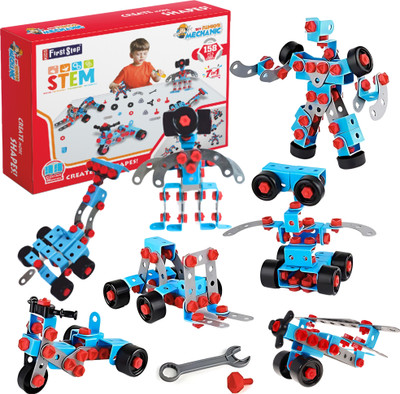 KIDS FIRST STEP 7 in 1 DIY Educational Kit | 6 to 12 Years STEM Engineering | 158 Pcs Puzzle(Multicolor)