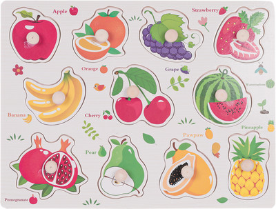 WUDLY Fruit Puzzle with White Board Educational Learning Toy with White Board with Pen(Multicolor)