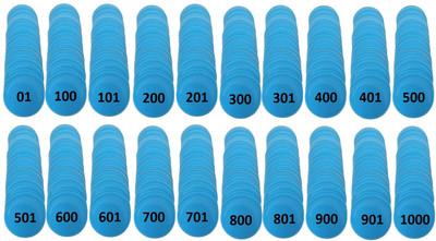 MOREL EMBOSSED 1TO 1000 NUMERICAL PLASTIC TOKEN COIN(31MM) FOR SHOP BOARD GAMES,SCHOOL(Blue)